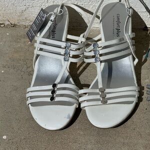 Comfort Plus by Predictions Silver and White Sandals